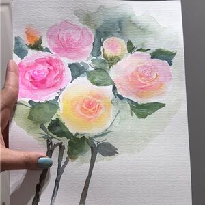 Original Rose Watercolor - 8.5”x11